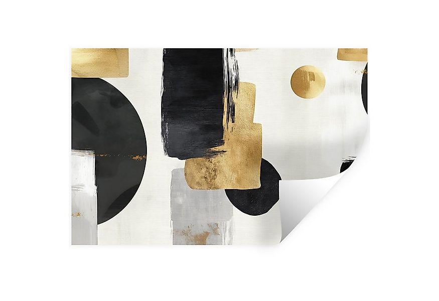 MuchoWow Wandsticker Gold - Rechtecke - Kreise - Abstrakt (1 St), Wandtatto günstig online kaufen
