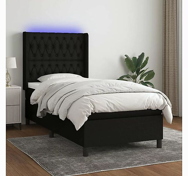 vidaXL Boxspringbett Boxspringbett mit Matratze LED Schwarz 100x200 cm Stof günstig online kaufen