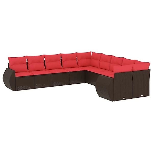 vidaXL 10-Tlg Gartensofa-Set mit Kissen Braun Polyrattan 3221913 günstig online kaufen