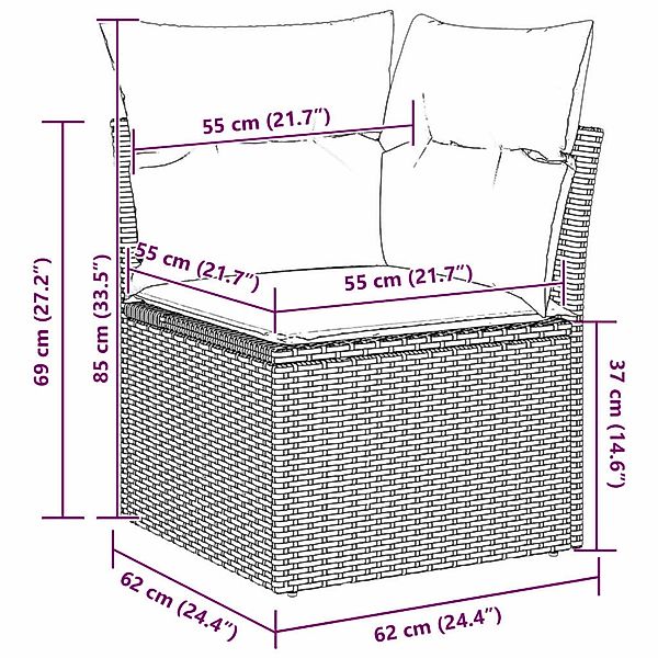vidaXL Garten-Sofa-Set mit Kissen 9-Tlg Beige Poly Rattan 3347974 günstig online kaufen