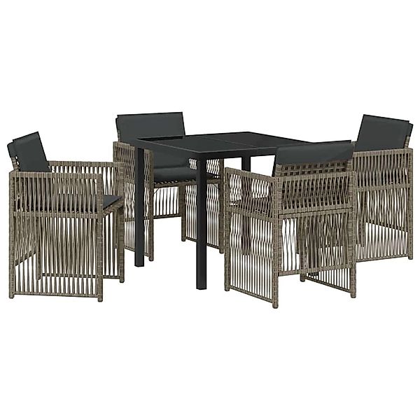 vidaXL Garten Essgruppe 5-Tlg Grau Poly Rattan 3380653 günstig online kaufen