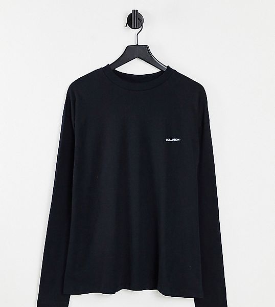 COLLUSION – Langärmliges Oversize-Shirt mit Logo in Schwarz günstig online kaufen