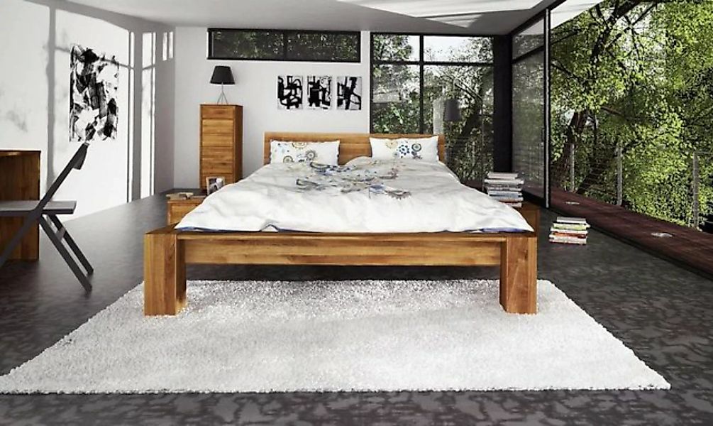 Natur24 Einzelbett Bett Games 1 hoch Wildeiche 160x200 mit Holzkopfteil und günstig online kaufen