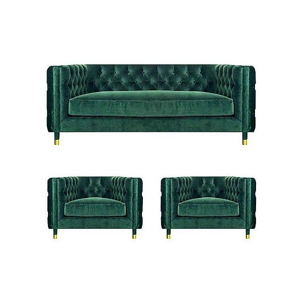 JVmoebel Chesterfield-Sofa Modern Design Möbel Sofagarnitur Set 3tlg Textil günstig online kaufen