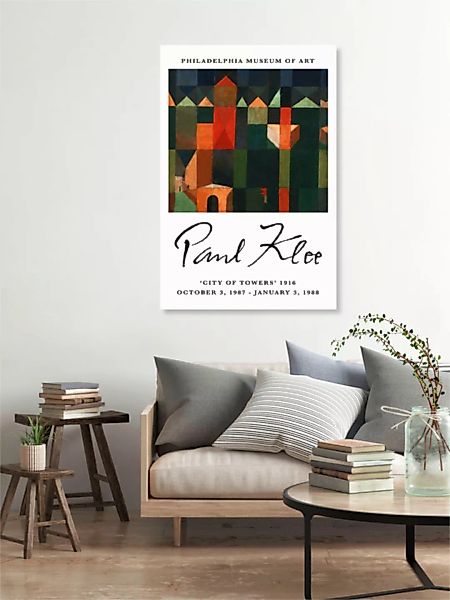 Poster / Leinwandbild - City Of Towers - Paul Klee Ausstellungsposter günstig online kaufen