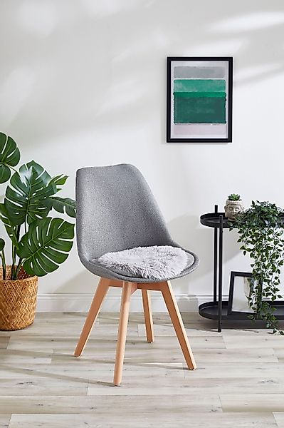 my home Sitzkissen "Alpa, 4er Set", Sitzauflage, Kunstfell, rund, Ø 34 cm, günstig online kaufen