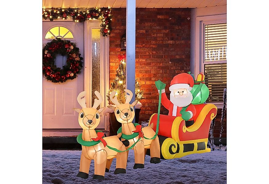 HOMCOM Weihnachtsfigur Aufblasbarer Weihnachtsmann mit Schlitten (mit LED-L günstig online kaufen