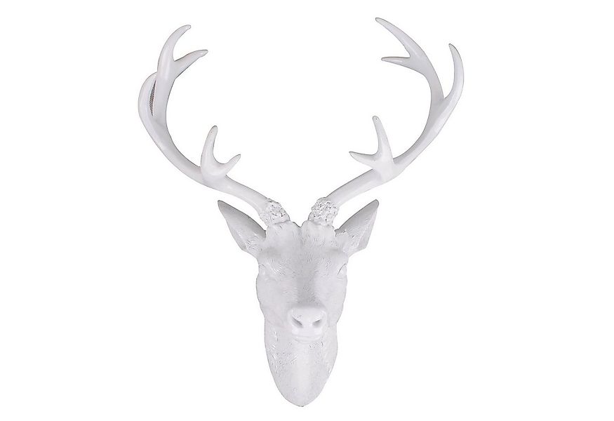 Mojawo Wanddekoobjekt XL Hirschgeweih Hirschkopf Geweih 10-Ender Weiß 30x18 günstig online kaufen