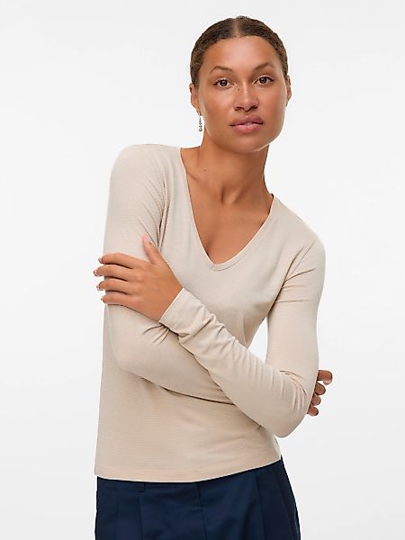 Vero Moda Langarmshirt "VMLAVA GLITTER LS V-NECK TOP STRIPE NOOS" günstig online kaufen