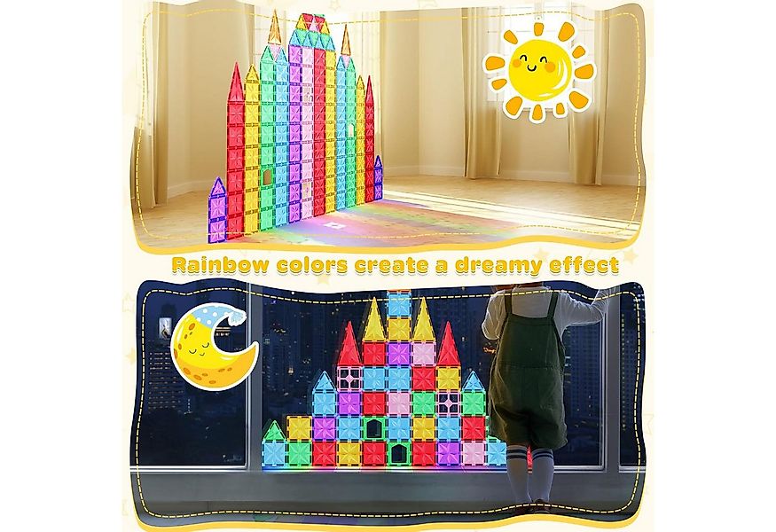 POPOLIC 42 Stück magnetisches Bauset, Magnetische Konstruktionsbeläge Magne günstig online kaufen