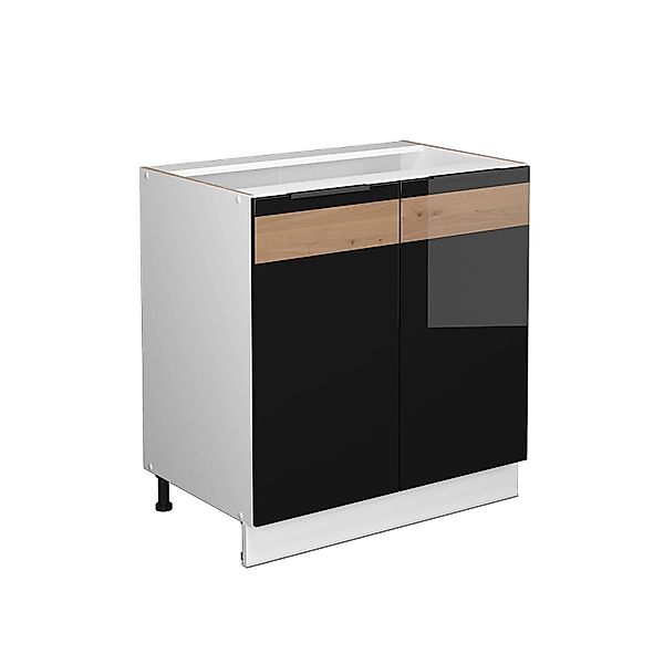 Vicco Midischrank Fame-Line Schwarz-Eiche Hochglanz/Weiß 80 x 82 cm mit Reg günstig online kaufen