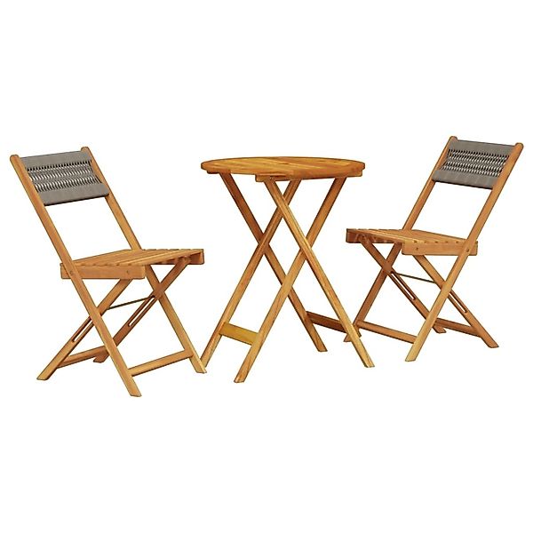 vidaXL 3-Tlg Bistro-Set Grau Polypropylen und Massivholz 3281746 günstig online kaufen