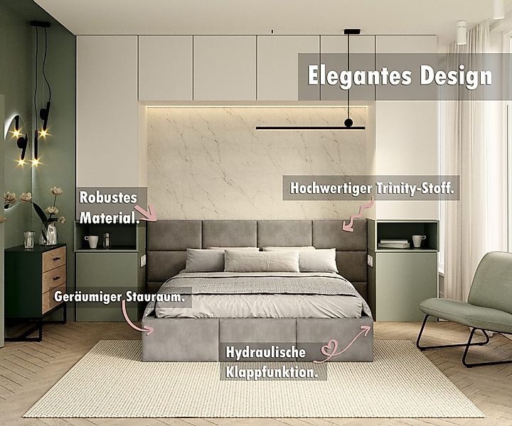 thematys Polsterbett Stauraumbett Velours 90x200, 120x200, günstig online kaufen