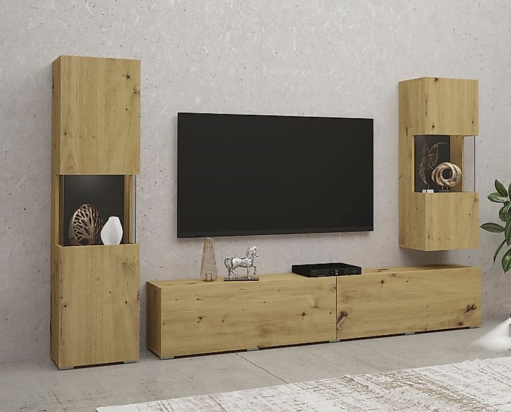 INOSIGN Wohnwand "Ava, Wohnzimmer-Set hängend/stehend montierbar, Vitrine, günstig online kaufen