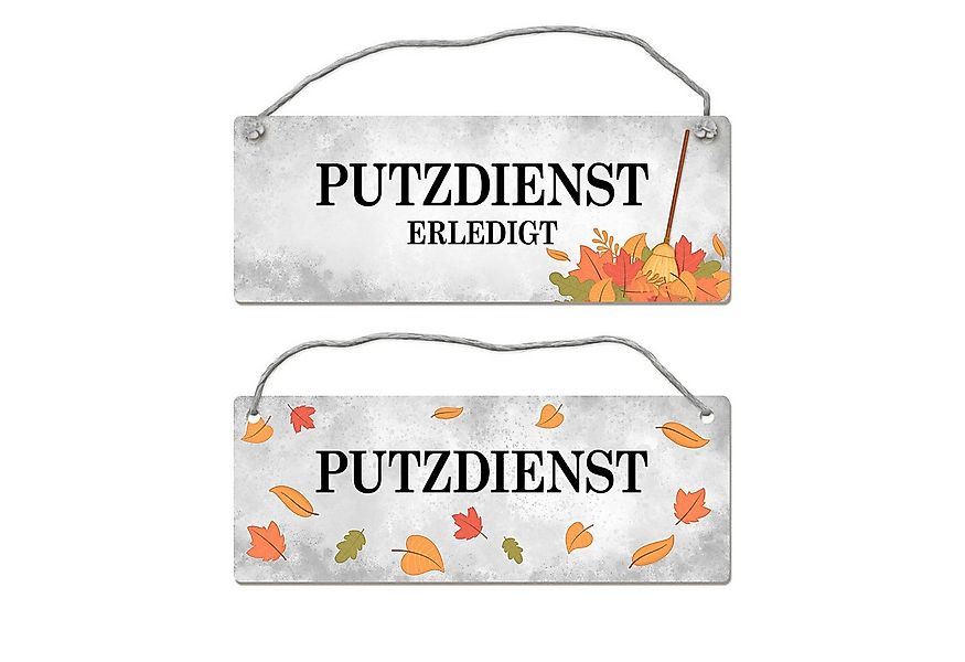 speecheese Metallschild Putzdienst oder erledigt Wendeschild mit Kordel Sch günstig online kaufen