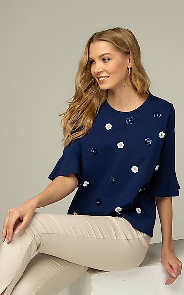 Passioni T-Shirt mit Blumenapplikation günstig online kaufen