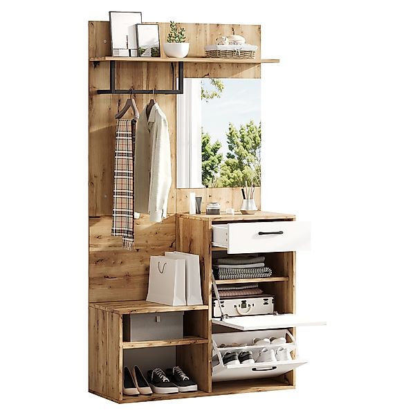 MODFU Garderoben-Set halboffenen Stauraum, (Kompaktgarderobe, Flurschrank, günstig online kaufen