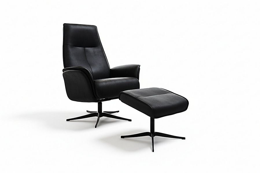KAWOLA Relaxsessel JOSIANE Lederfaserstoff schwarz Komfort Drehsessel, 360° günstig online kaufen