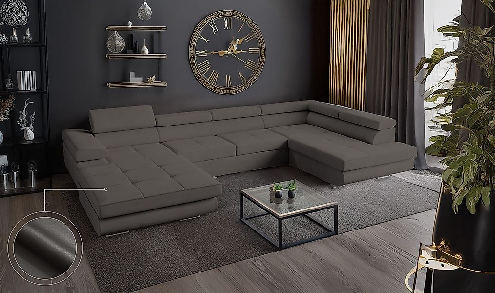 Goldstoff Wohnlandschaft mit Schlaffunktion, Couch für günstig online kaufen