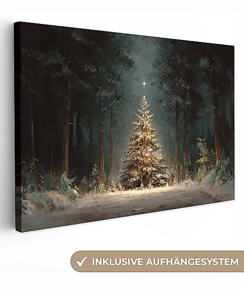 OneMillionCanvasses® Leinwandbild Weihnachtsbaum - Wald - Schnee - mehrfarb günstig online kaufen