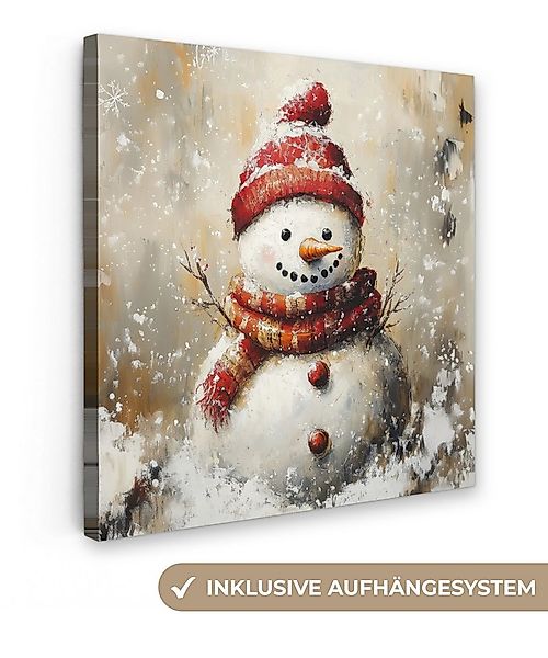 OneMillionCanvasses® Leinwandbild Schneemann - Winter - Schnee - Beige, Fot günstig online kaufen