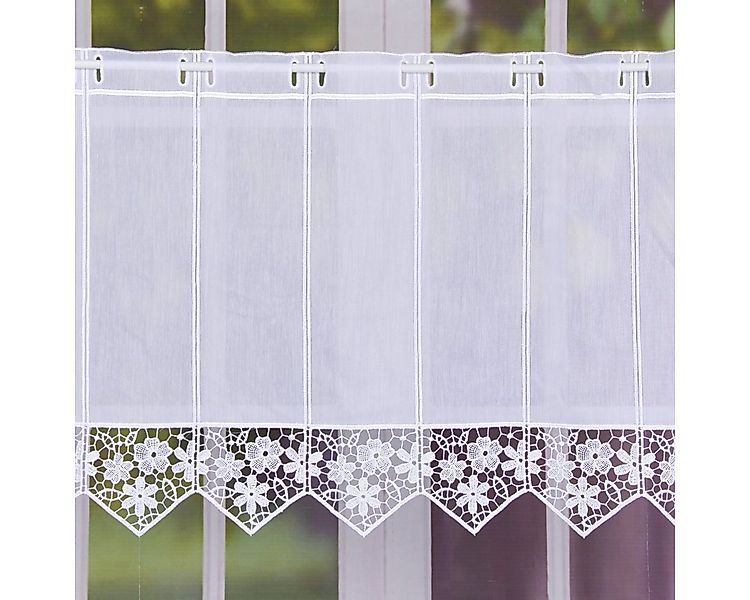 SCHÖNER LEBEN. Meterware Bistrogardine Scheibengardine Stickerei Blumen Met günstig online kaufen