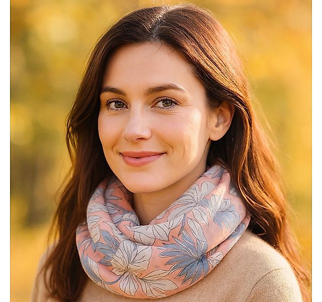 Faera Loop, Damen Schal weich leicht florale Blättern und Blüten Loop Runds günstig online kaufen