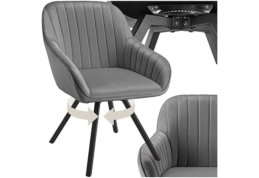 tectake Esszimmerstuhl Drehbarer Armlehnstuhl Snug Samtoptik, gepolstert (S günstig online kaufen