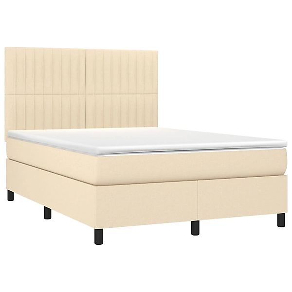 vidaXL Boxspringbett mit Matratze & LED Creme 140x190 cm Stoff 3135034 günstig online kaufen