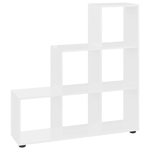 vidaXL Bücherregal Treppenregal Hochglanz-Weiß 107 cm günstig online kaufen