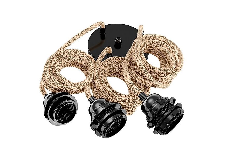 Hoopzi Pendelleuchte Hang 3 Pendelleuchte Textilkabel 3 X E27 Fassung Retro günstig online kaufen
