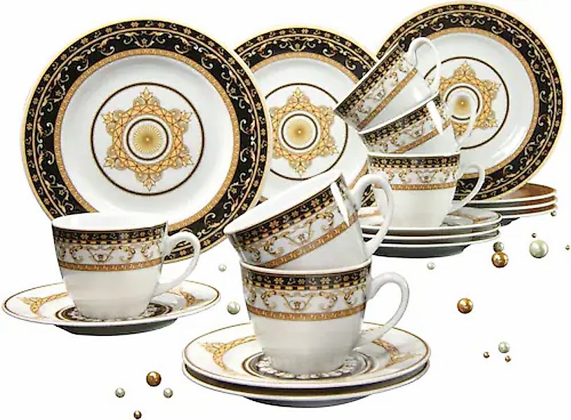 CreaTable Kaffeeservice »Geschirr-Set Majestosa« Service, Dekor schwarz abg günstig online kaufen