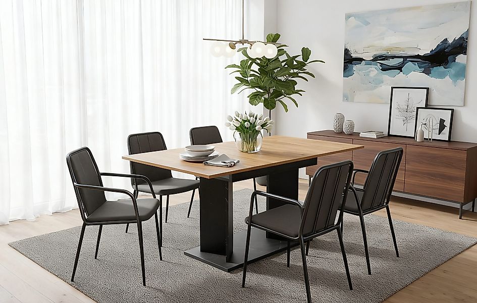 B&D home Säulen-Esstisch VIVIAN, ausziehbar, 120-160cm, günstig online kaufen
