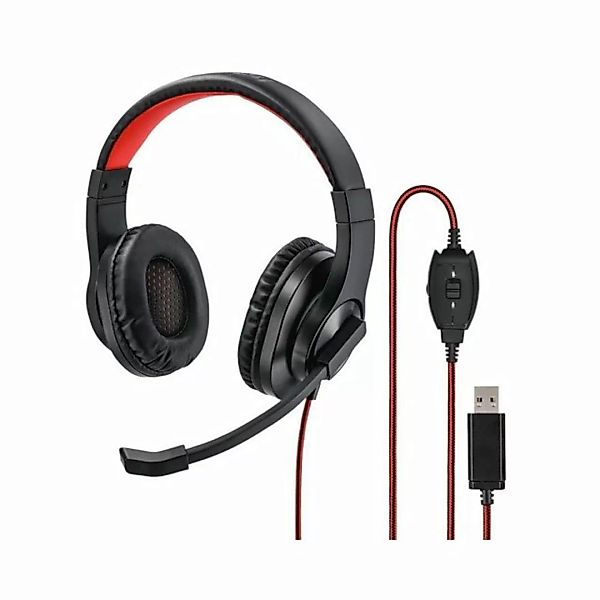 Hama Hama HS-USB400 Headset Wollstrickmütze Binaural Schwarz, Rot Headset günstig online kaufen