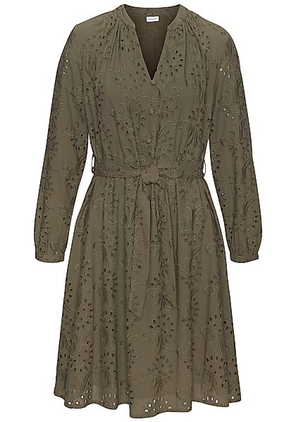 LASCANA Blusenkleid (mit Bindegürtel) und Lochstickerei, günstig online kaufen