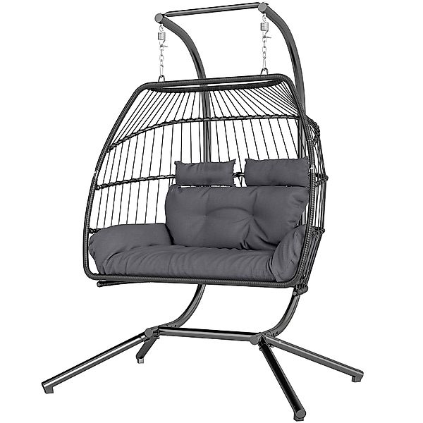 Outsunny Hängesessel mit Gestell faltbar Hängekorb mit Kissen Polyrattan Er günstig online kaufen