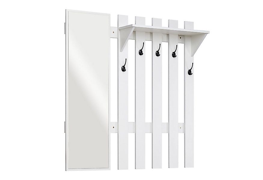 Mondeer Garderobenpaneel Garderobe mit Spiegel, Wandhalter mit 5 Häkchen, 1 günstig online kaufen