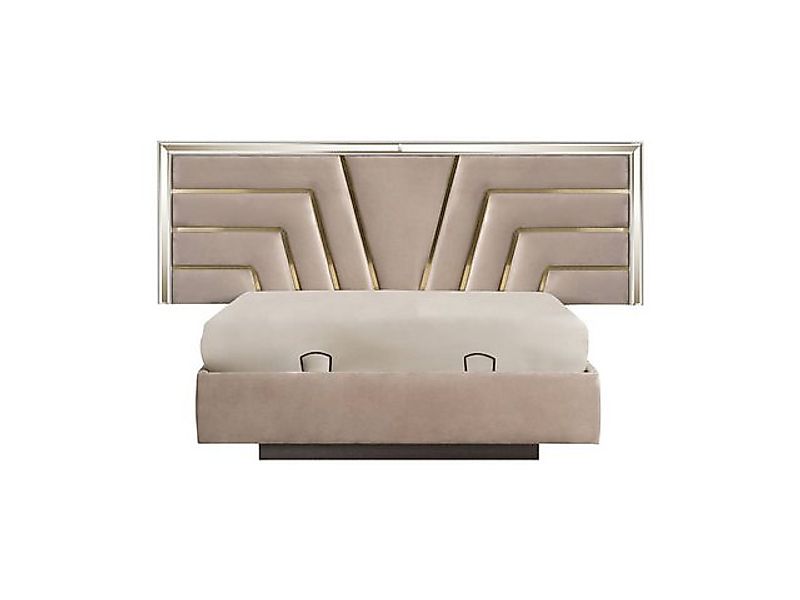 Xlmoebel Bett Doppelbett für das Schlafzimmer in Beige mit stabilem Holzrah günstig online kaufen