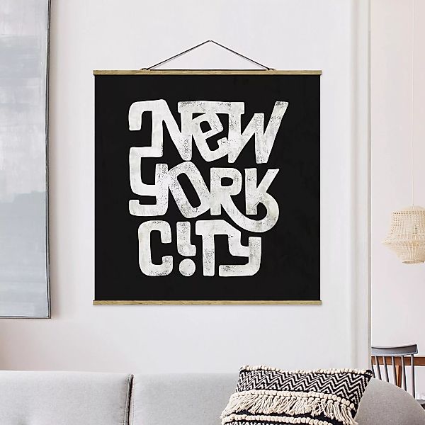 Stoffbild mit Posterleisten Graffiti Art Calligraphy New York City Schwarz günstig online kaufen
