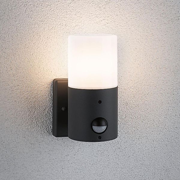 Wandleuchte Tubs in Grau-matt E27 IP44 mit Bewegungsmelder günstig online kaufen