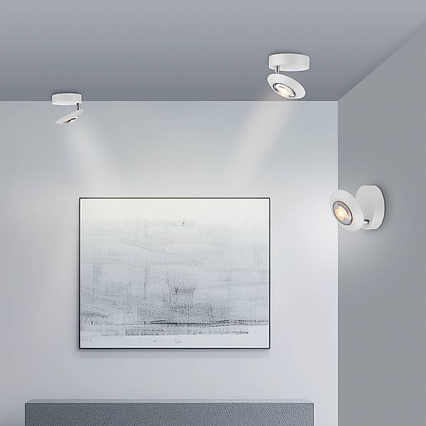 PURE LED-Deckenlampe Oculis, weiß, Ø 15 cm, Eisen/Glas günstig online kaufen