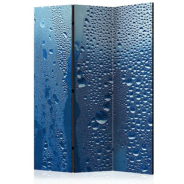 3-teiliges Paravent - Water Drops On Blue Glass [room Dividers] günstig online kaufen