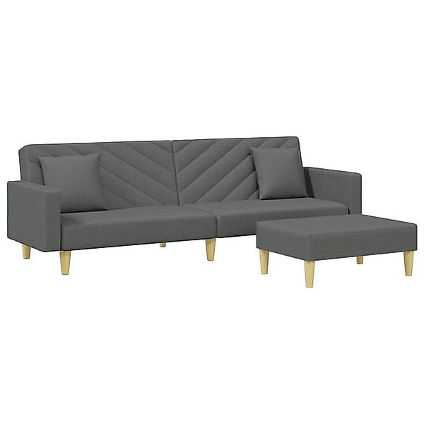 vidaXL Sofa Schlafsofa 2-Sitzer mit Kissen und Fußhocker Dunkelgrau Stoff günstig online kaufen