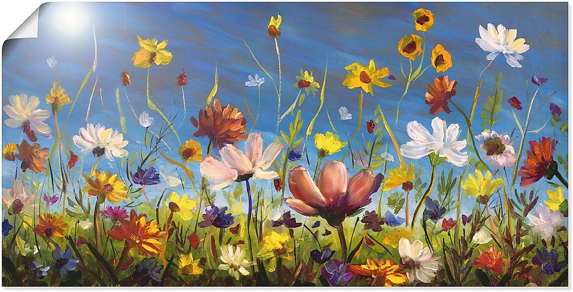 Artland Wandbild Wildblumenwiese blauer Himmel, Blumenwiese günstig online kaufen