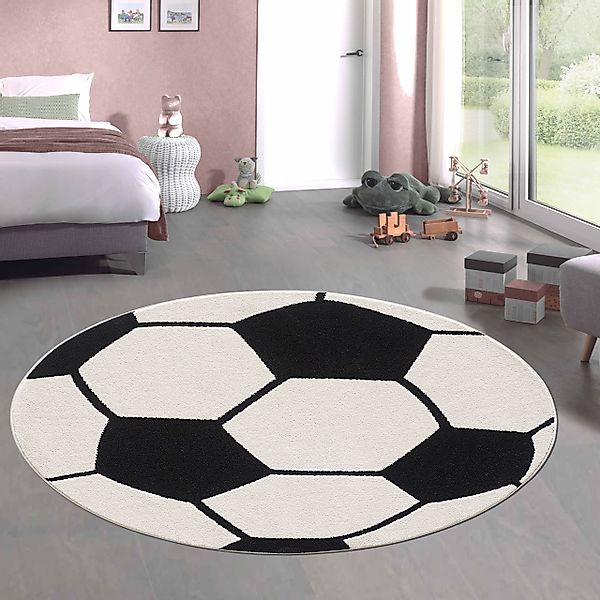 Carpetia Kinderteppich Runder Fußball-Teppich Kinderzimmer & günstig online kaufen