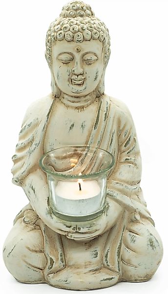 NOOR LIVING Teelichthalter "Buddha", (1 St.), aus Terrakotta, Höhe ca. 24 c günstig online kaufen