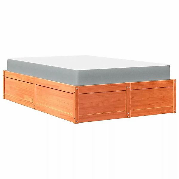 vidaXL Bett mit Matratze Wachsbraun 140x190 cm Massivholz Kiefer2012737 günstig online kaufen