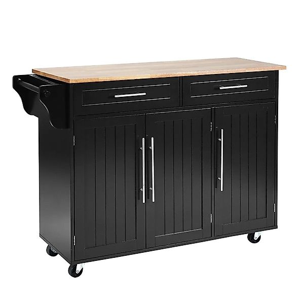 Costway Küchenwagen Auf Rollen Küchentrolley mit Schubladen Schwarz günstig online kaufen