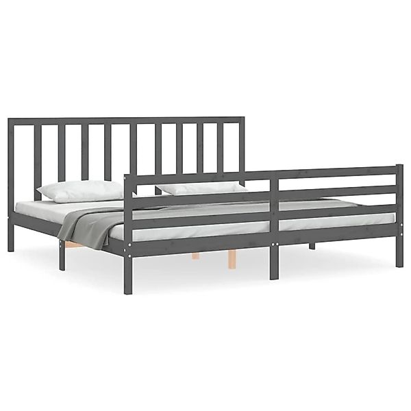 vidaXL Massivholzbett mit Kopfteil Grau 200x200 cm 3193813 günstig online kaufen