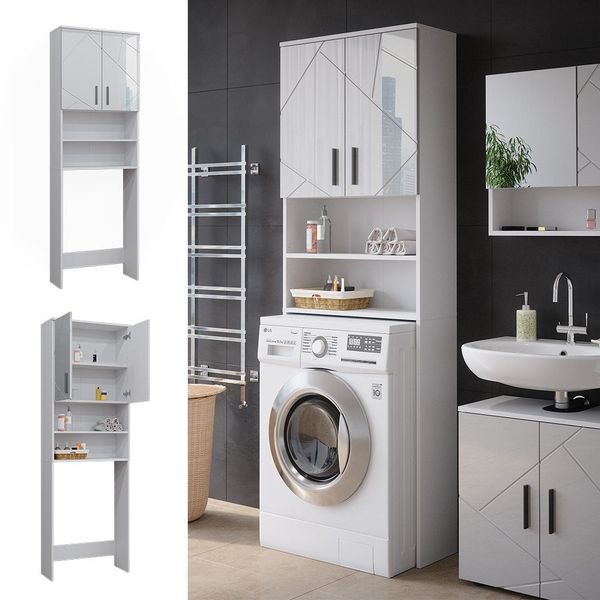 Vicco Waschmaschinenumbauschrank Irma Weiß Hochglanz/Weiß 64 günstig online kaufen